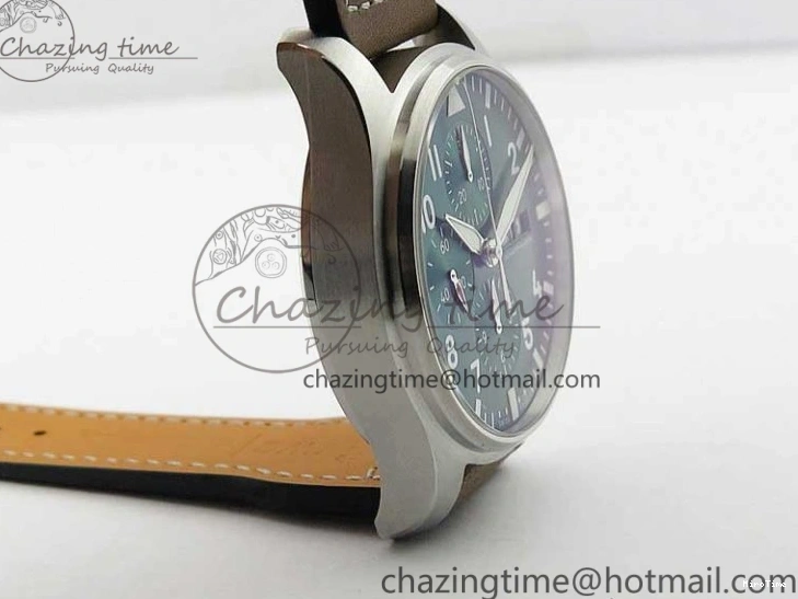 MIROTIME 0321 Pilot Chrono IW377726 ZF 1:1 Best Edition Green Dial on Brown Leather Strap A Trendsetting 7125